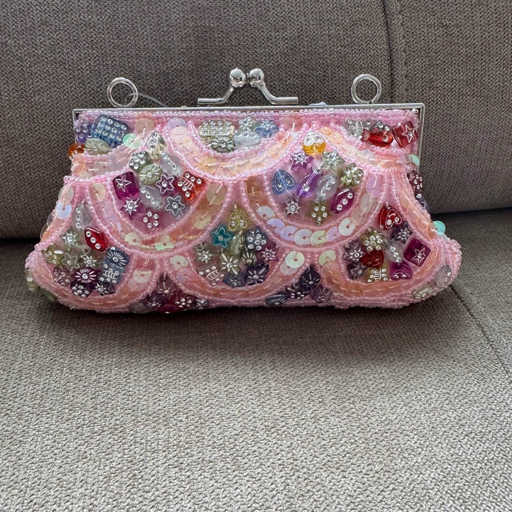 Elegant Pink Beaded Viral bag (Clutch)